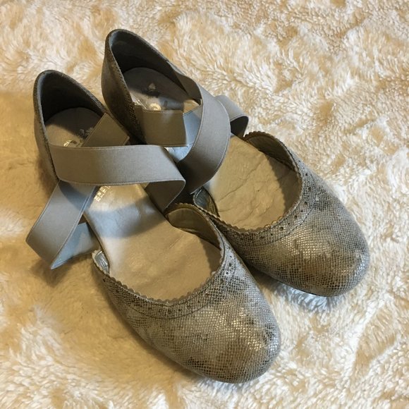 Rieker Antistress Silvery Cross Strap Ballet Heels - Picture 5 of 14